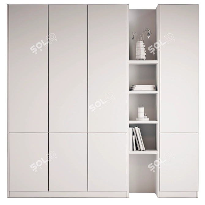 Decorative Swing Door Wardrobe 3D model image 6