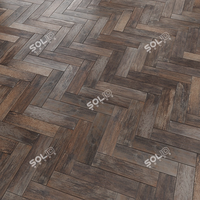 Matte Brown Wood Effect Tiles 3D model image 1