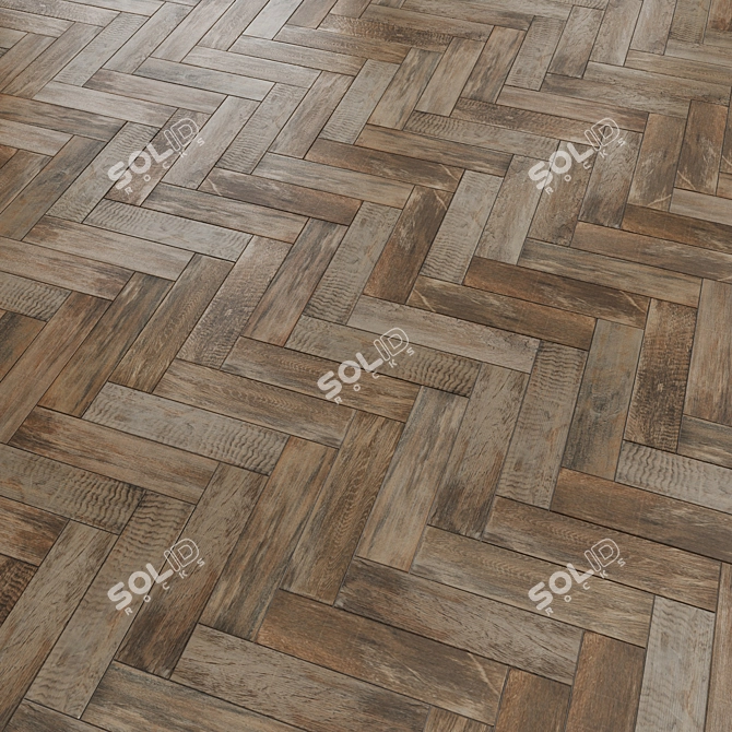 Matte Brown Wood Effect Tiles 3D model image 2