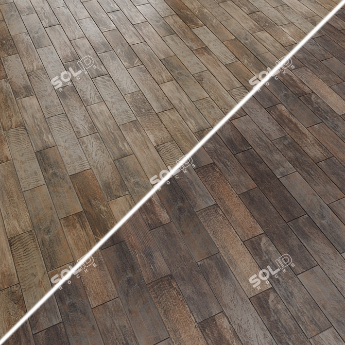 Matte Brown Wood Effect Tiles 3D model image 4