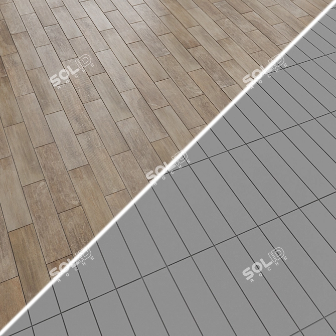 Matte Brown Wood Effect Tiles 3D model image 5
