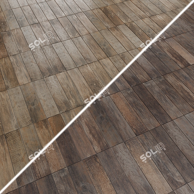 Matte Brown Wood Effect Tiles 3D model image 6