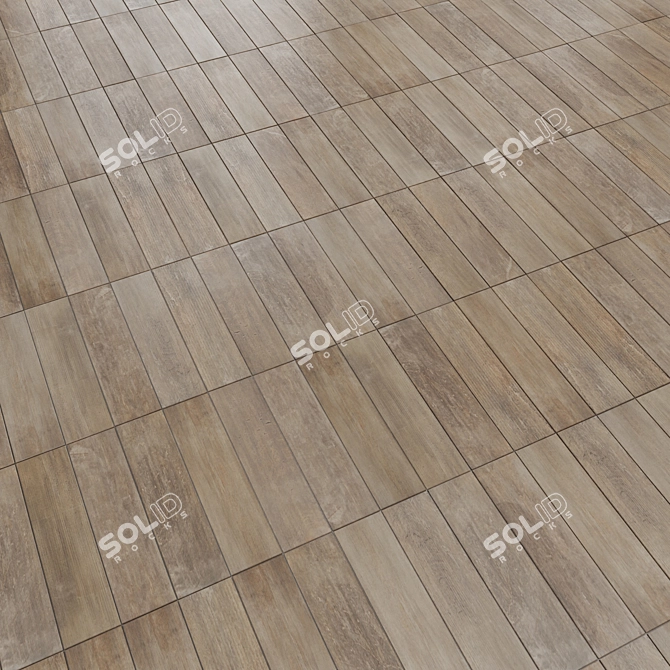 Matte Brown Wood Effect Tiles 3D model image 7