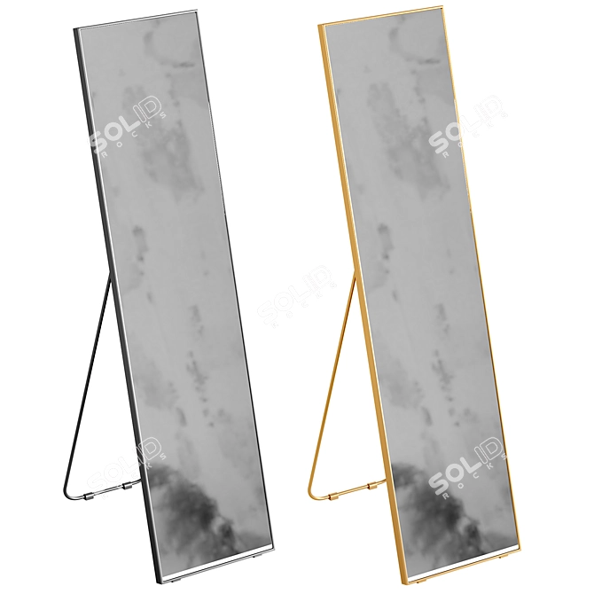 Sleek Metal Framed Reflective Surface 3D model image 1