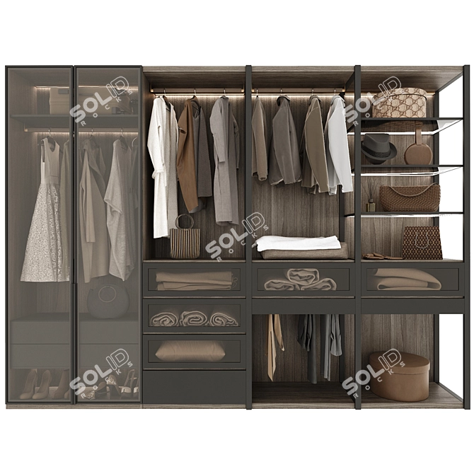 Modern Modular Wardrobe Composition 3D model image 1