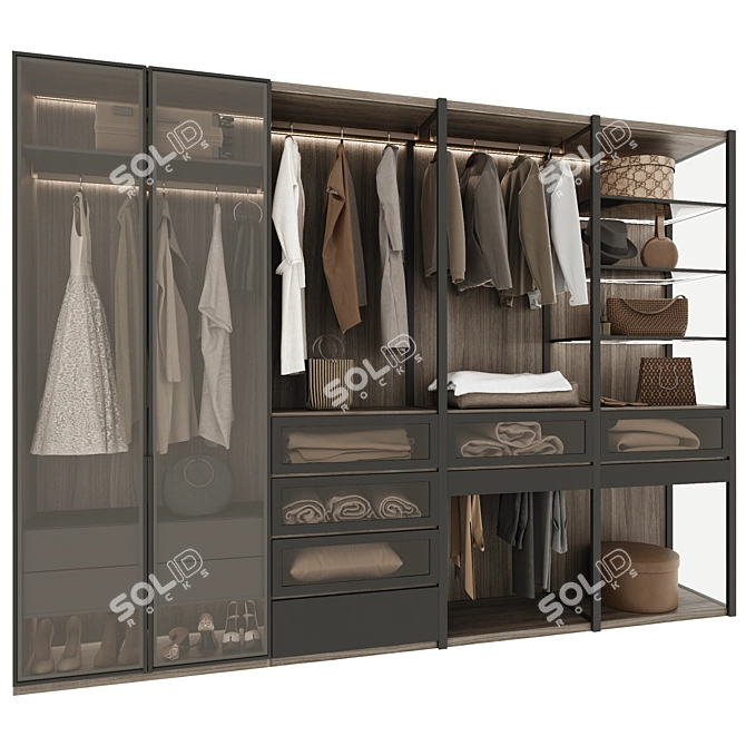 Modern Modular Wardrobe Composition 3D model image 2