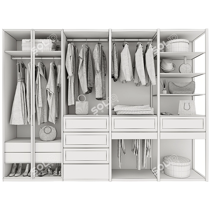 Modern Modular Wardrobe Composition 3D model image 6