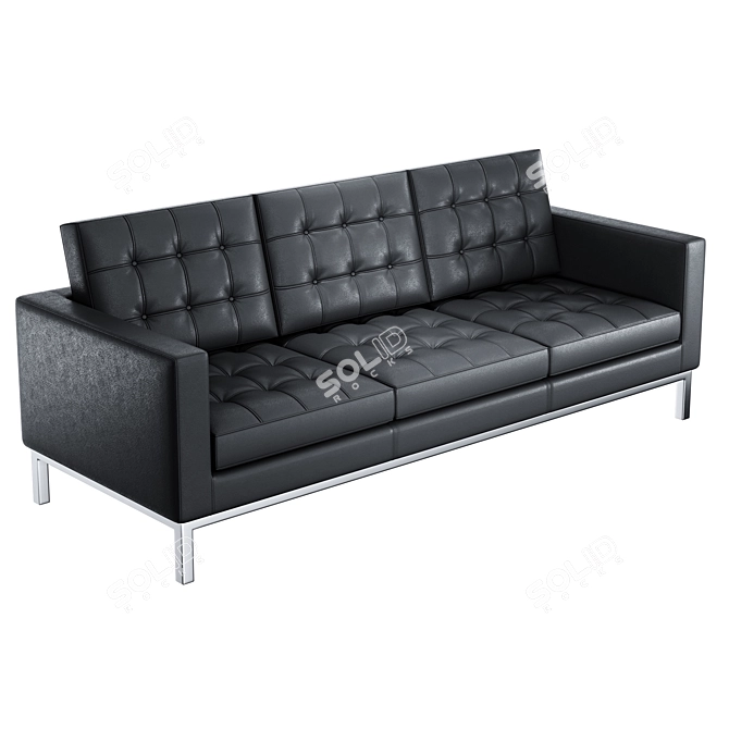 Luxurious Black Leather Sofa 3D model image 1