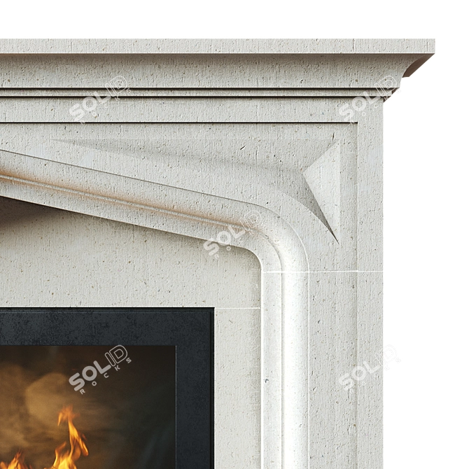 Modern Stone Fireplace with Illuminated Fire 3D model image 3