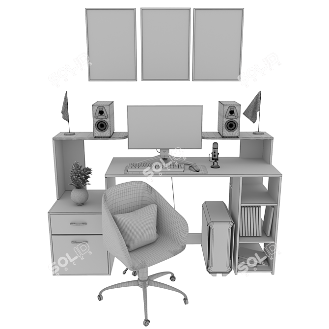 Modern Office Furniture Set 2016 3D model image 6