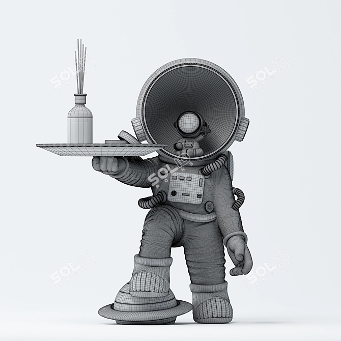 Cosmic Ceramic Astronaut Ornaments Shelf 3D model image 2