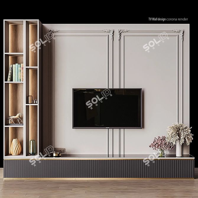 Sleek TV Wall Design - 3dsmax 3D model image 1
