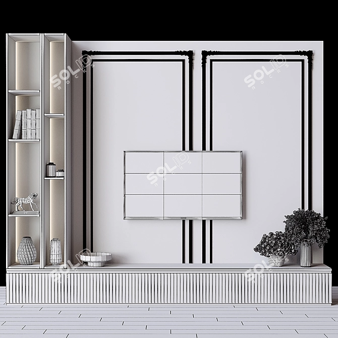 Sleek TV Wall Design - 3dsmax 3D model image 4