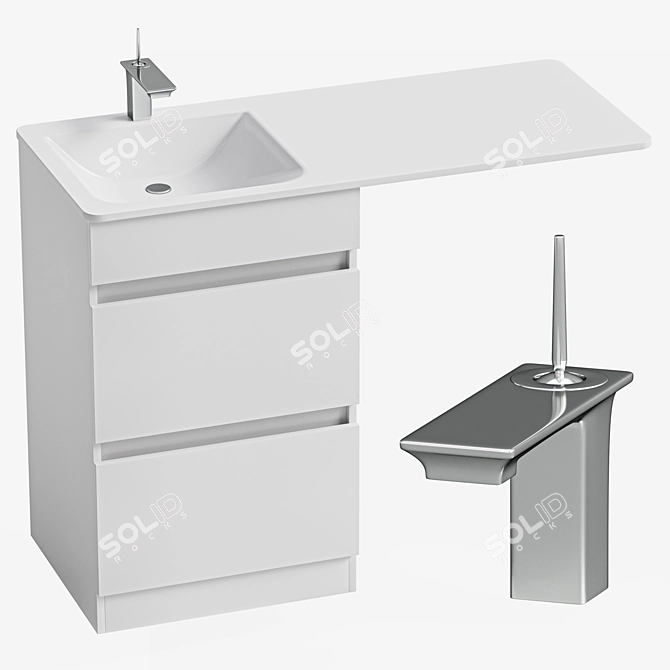 Laundry Sink with Cabinet AQWELLA FORMA 115L 3D model image 1