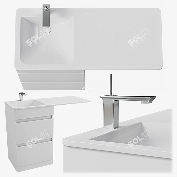 Laundry Sink with Cabinet AQWELLA FORMA 115L 3D model image 3