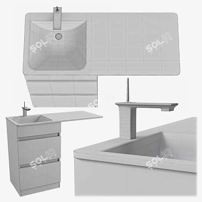 Laundry Sink with Cabinet AQWELLA FORMA 115L 3D model image 4