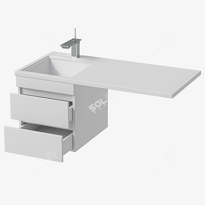 SANTA 100 Washbasin Over Washing Machine 3D model image 2