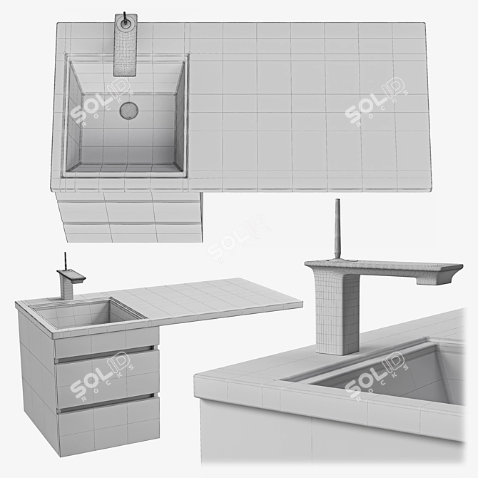 SANTA 100 Washbasin Over Washing Machine 3D model image 4