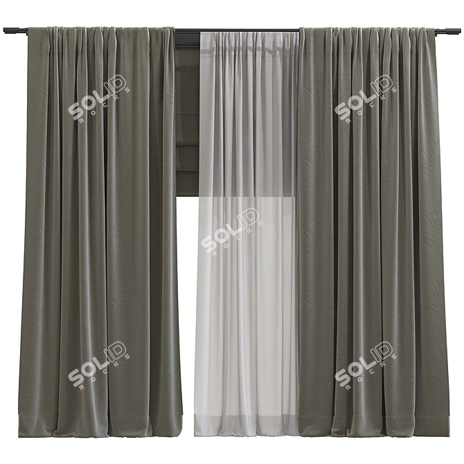 Folded Curtain Design Upgrade 3D model image 1