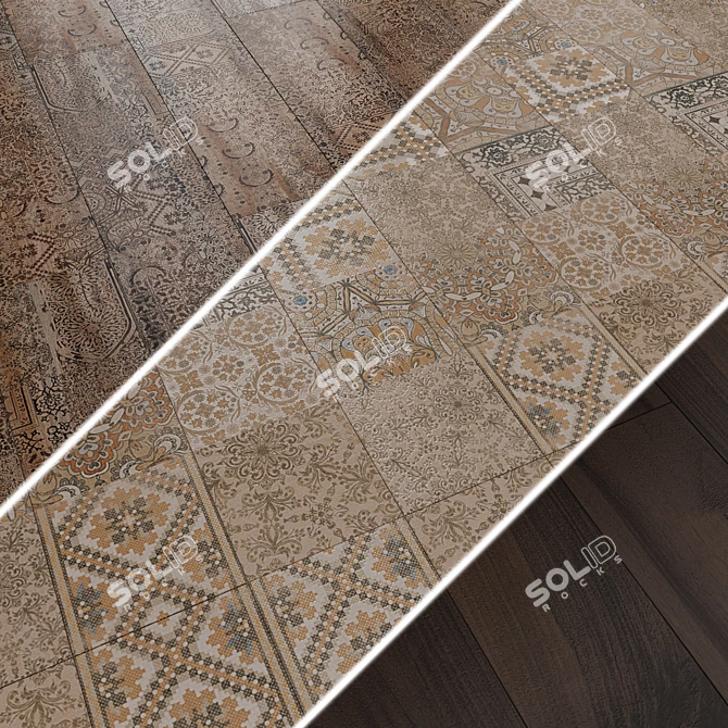 Wood-Effect Ceramic Border Tiles 3D model image 5