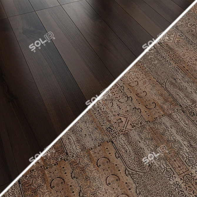 Wood-Effect Ceramic Border Tiles 3D model image 6