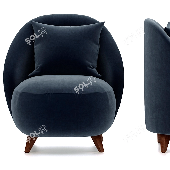Modern Henri Armchair & Lyla Footstool 3D model image 2