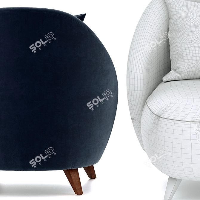 Modern Henri Armchair & Lyla Footstool 3D model image 6