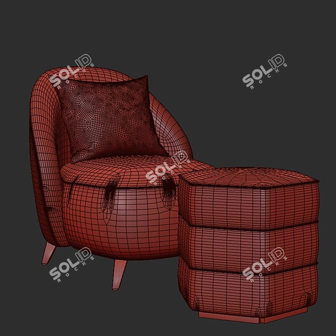 Modern Henri Armchair & Lyla Footstool 3D model image 7