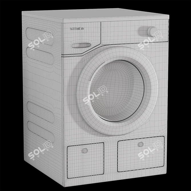 Miele White Washer Dryer Set 3D model image 6