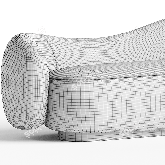 Modern Flexib Velvet Paloma Sofa 3D model image 3