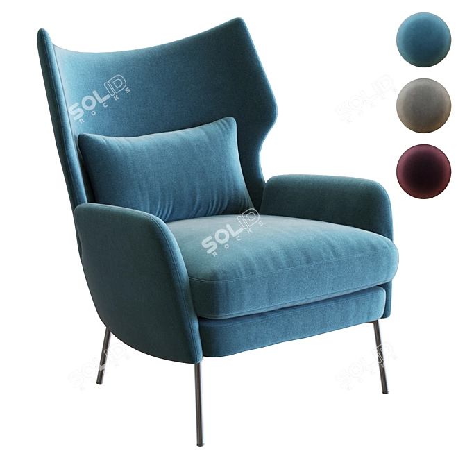 Luxury Velvet Accent Chair Model 3D model image 1