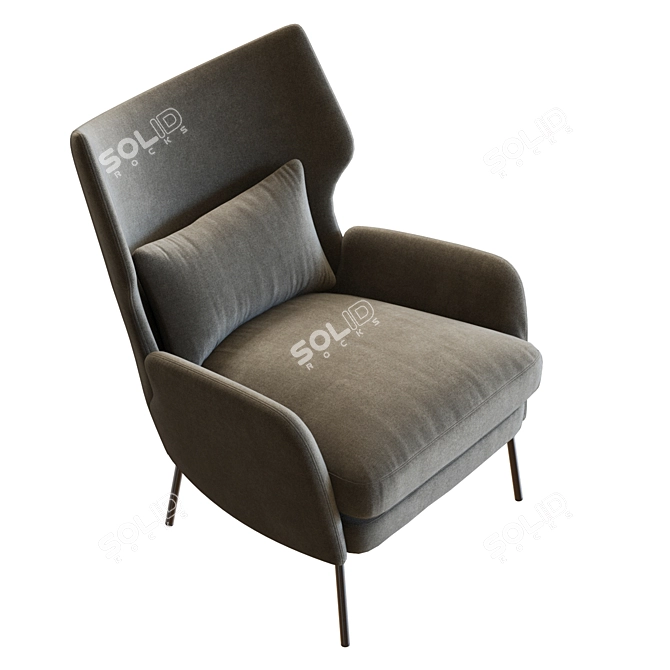 Luxury Velvet Accent Chair Model 3D model image 2