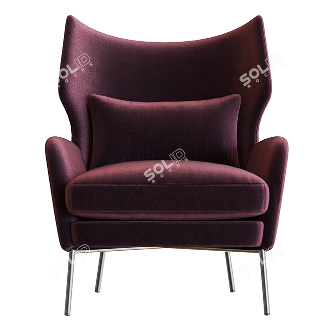 Luxury Velvet Accent Chair Model 3D model image 3