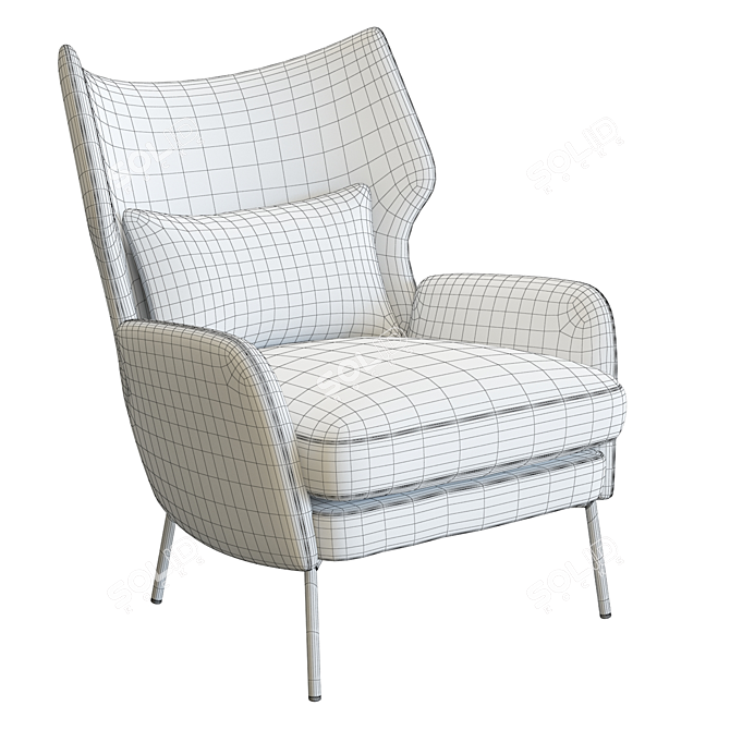 Luxury Velvet Accent Chair Model 3D model image 6