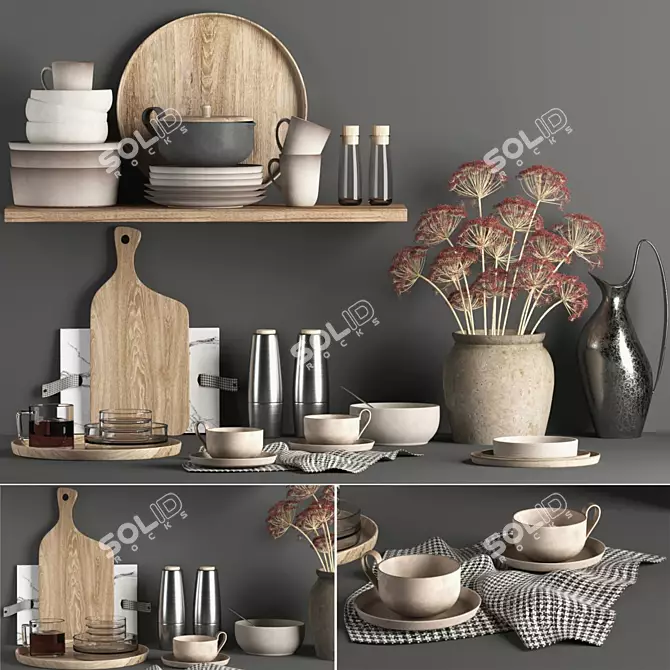 V-Ray Kitchen Accessories Set 3D model image 1