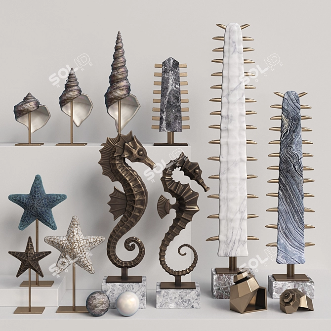 Extravagant Sea Decor Set 3D model image 1