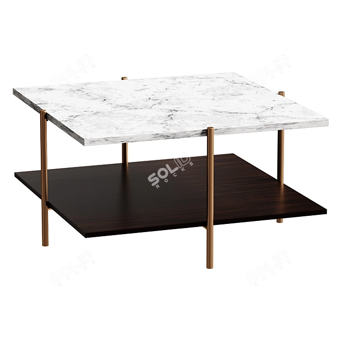 Marble and Gold Square Coffee Table 3D model image 1