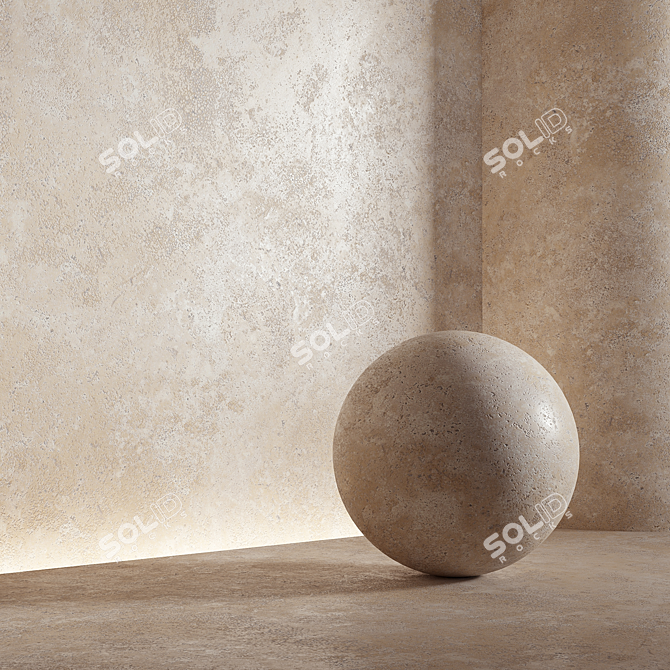 Travertine Stone Material Texture Pack 3D model image 1