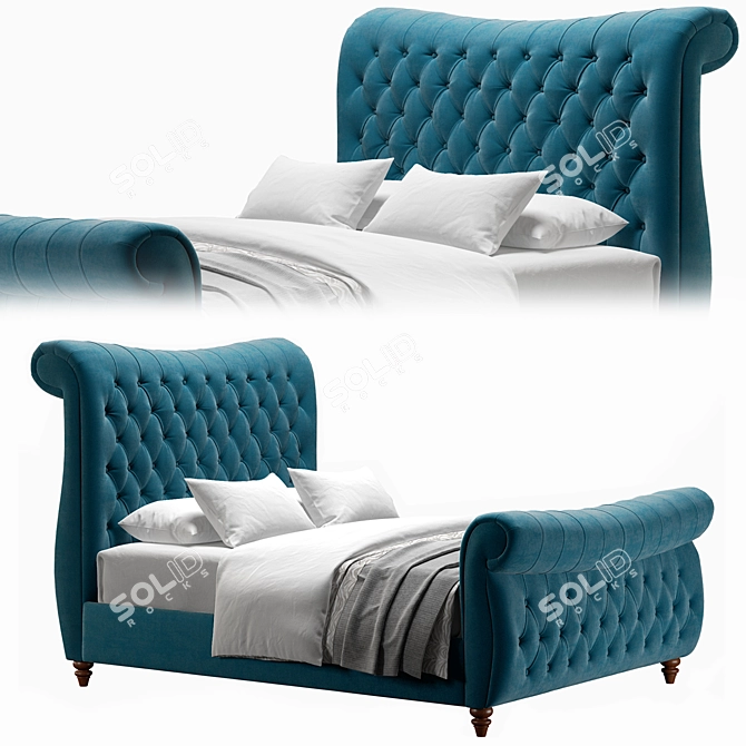 Elegant Elizabeth Chesterfield Bed by BespokeBedsCo 3D model image 1