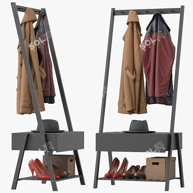 Modern Coat Rack Model Kit 3D model image 1