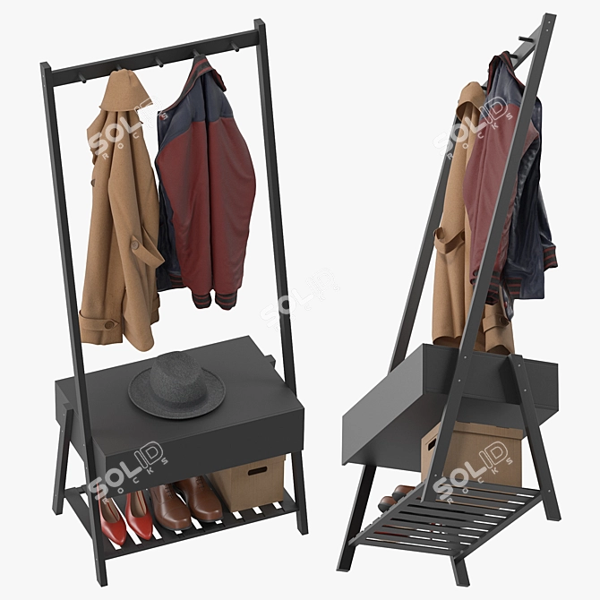 Modern Coat Rack Model Kit 3D model image 4