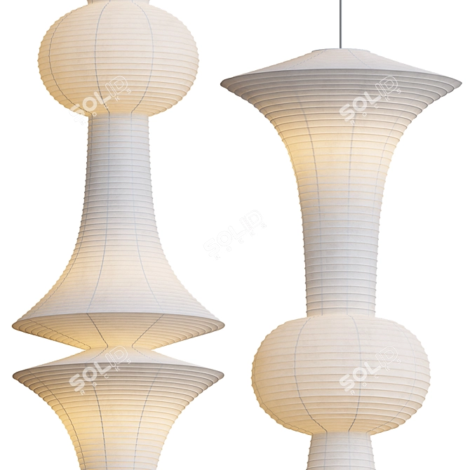 Modern Akari E,H Pendant Lights 3D model image 2