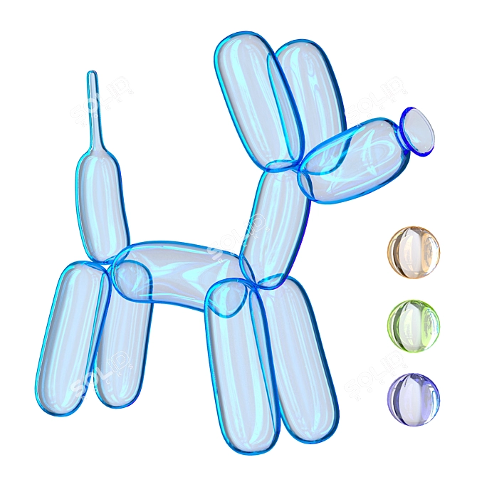 Jeff Koons Glass Dog Sculpture 3D model image 1