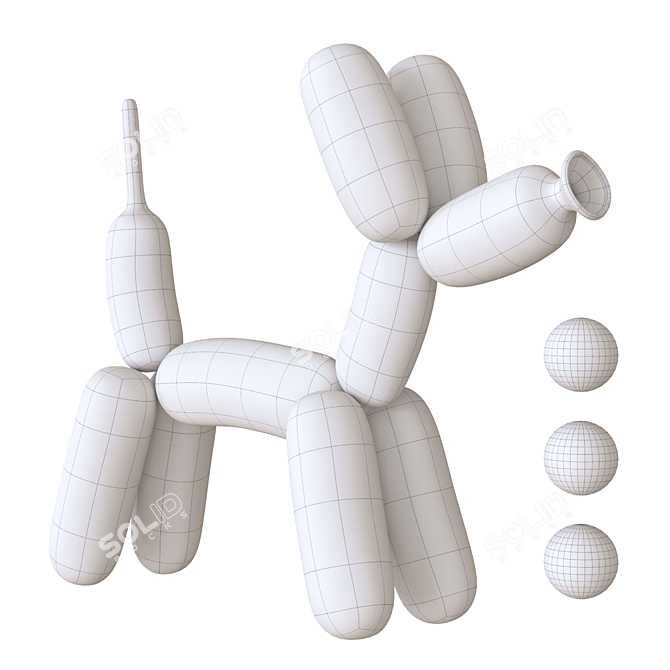 Jeff Koons Glass Dog Sculpture 3D model image 4