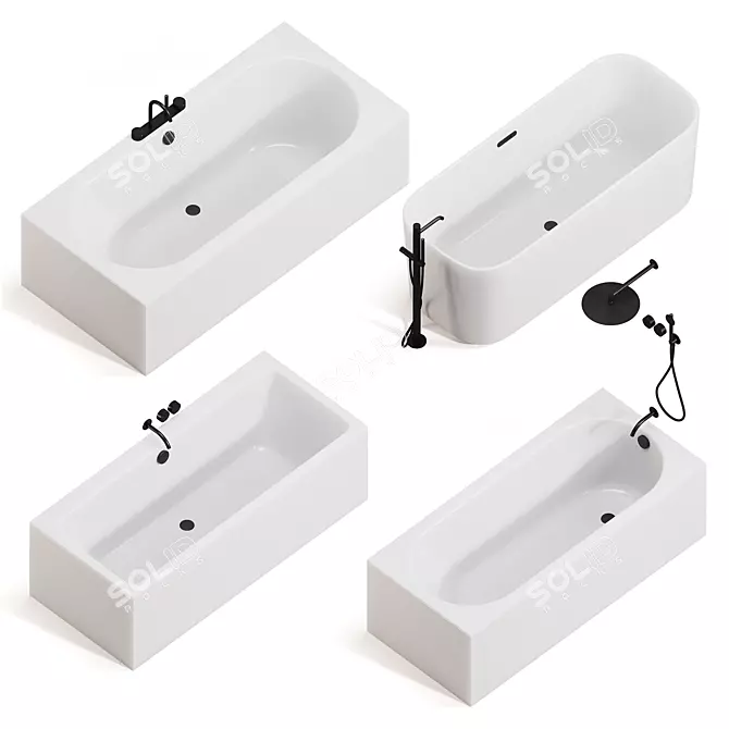 Luxurious Bath & Faucet Set 3D model image 1