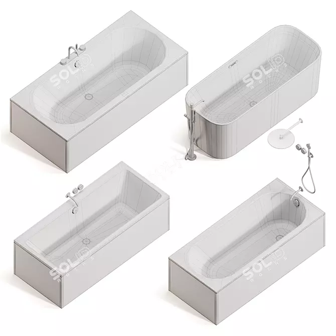 Luxurious Bath & Faucet Set 3D model image 2