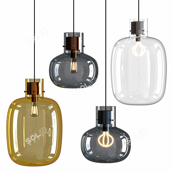 Modern Glass Pendant Lamp 3D model image 6