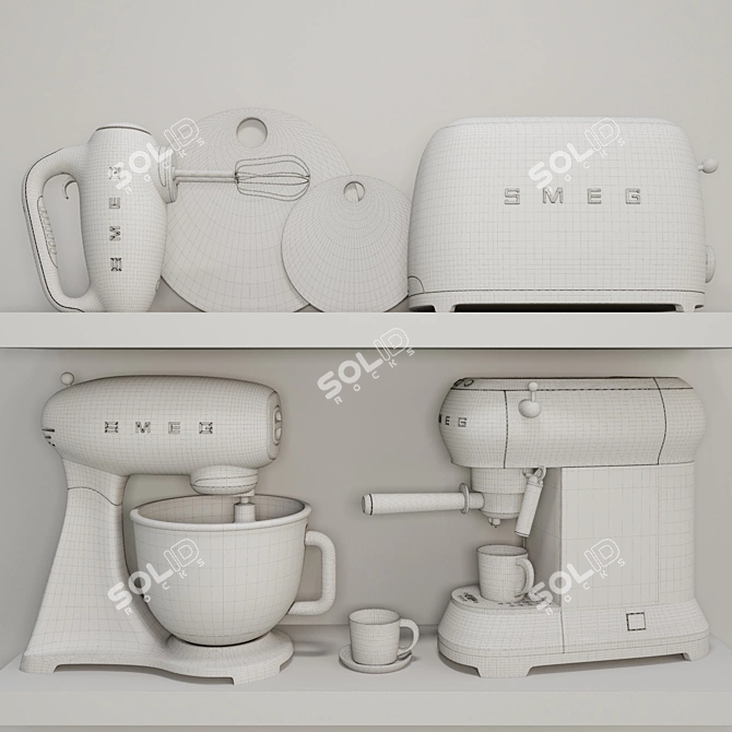 Stylish Smeg Kitchen Appliance Set 3D model image 3