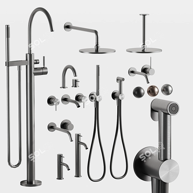 Premium Bathroom Fixture Set 3D model image 2