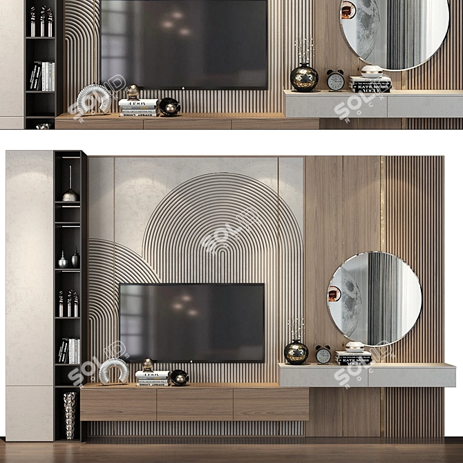 Modern TV Wall Decor Shelf 3D model image 1